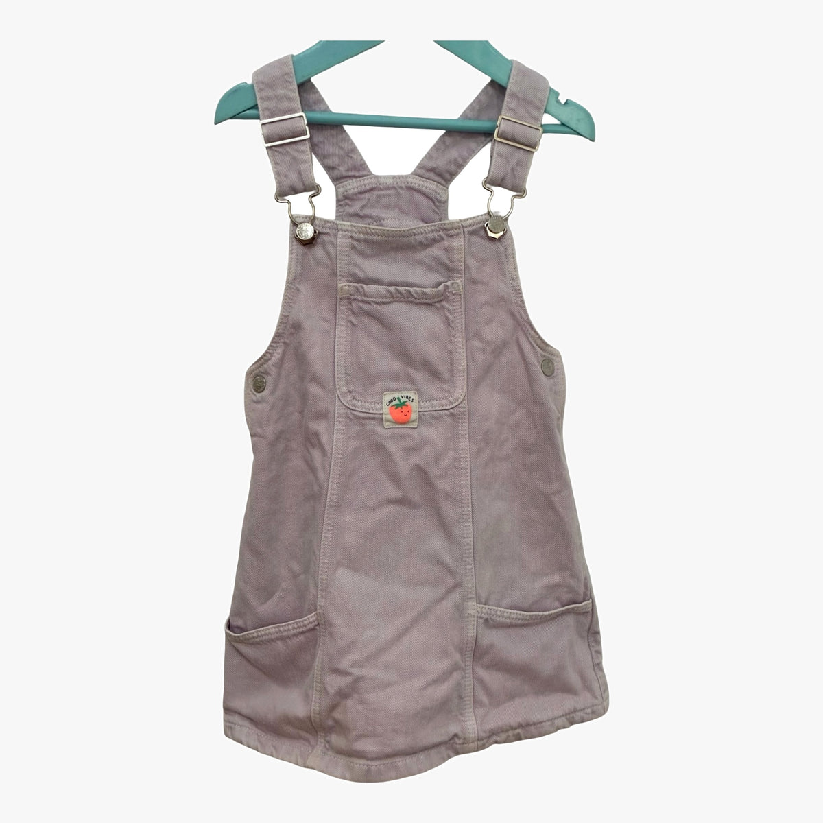 Lilac Dungaree Pinafore Dress with Strawberry Patch (M&S, 4-5y)