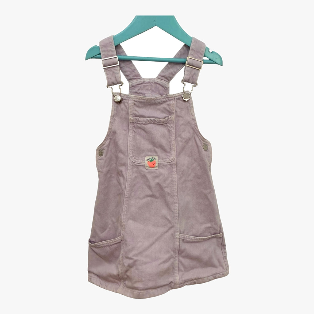 Lilac Dungaree Pinafore Dress with Strawberry Patch (M&S, 4-5y)
