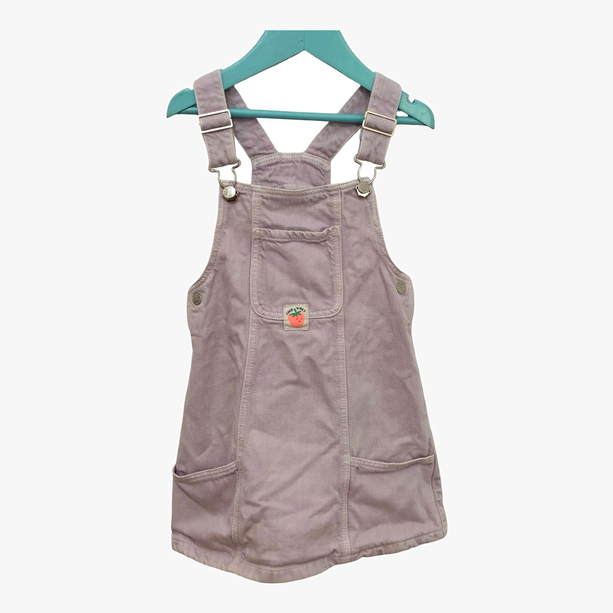 Lilac Dungaree Pinafore Dress with Strawberry Patch (M&S, 4-5y)