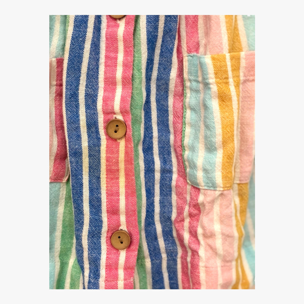 Rainbow Stripe Linen Pinafore Dress