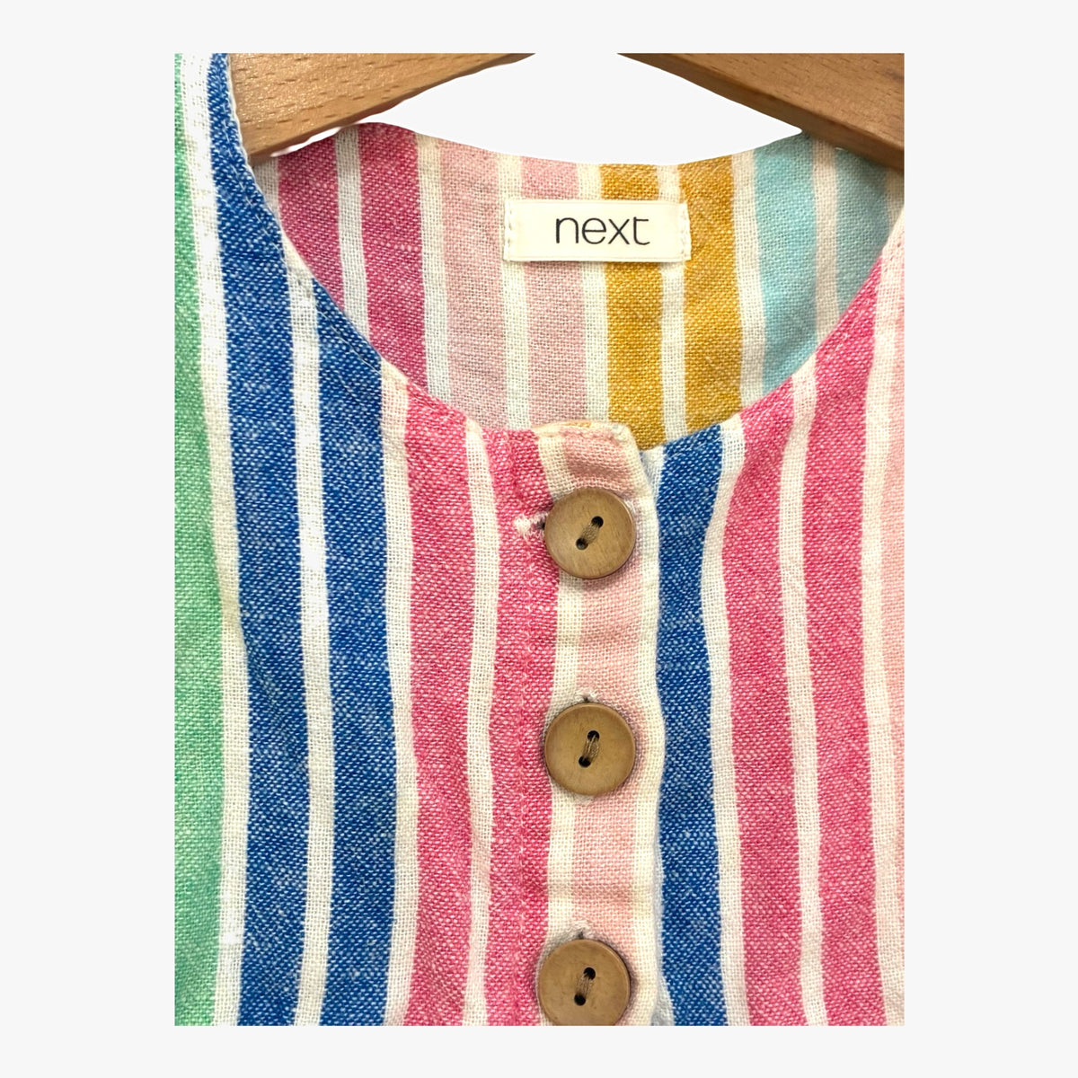 Rainbow Stripe Linen Pinafore Dress