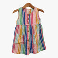 Rainbow Stripe Linen Pinafore Dress